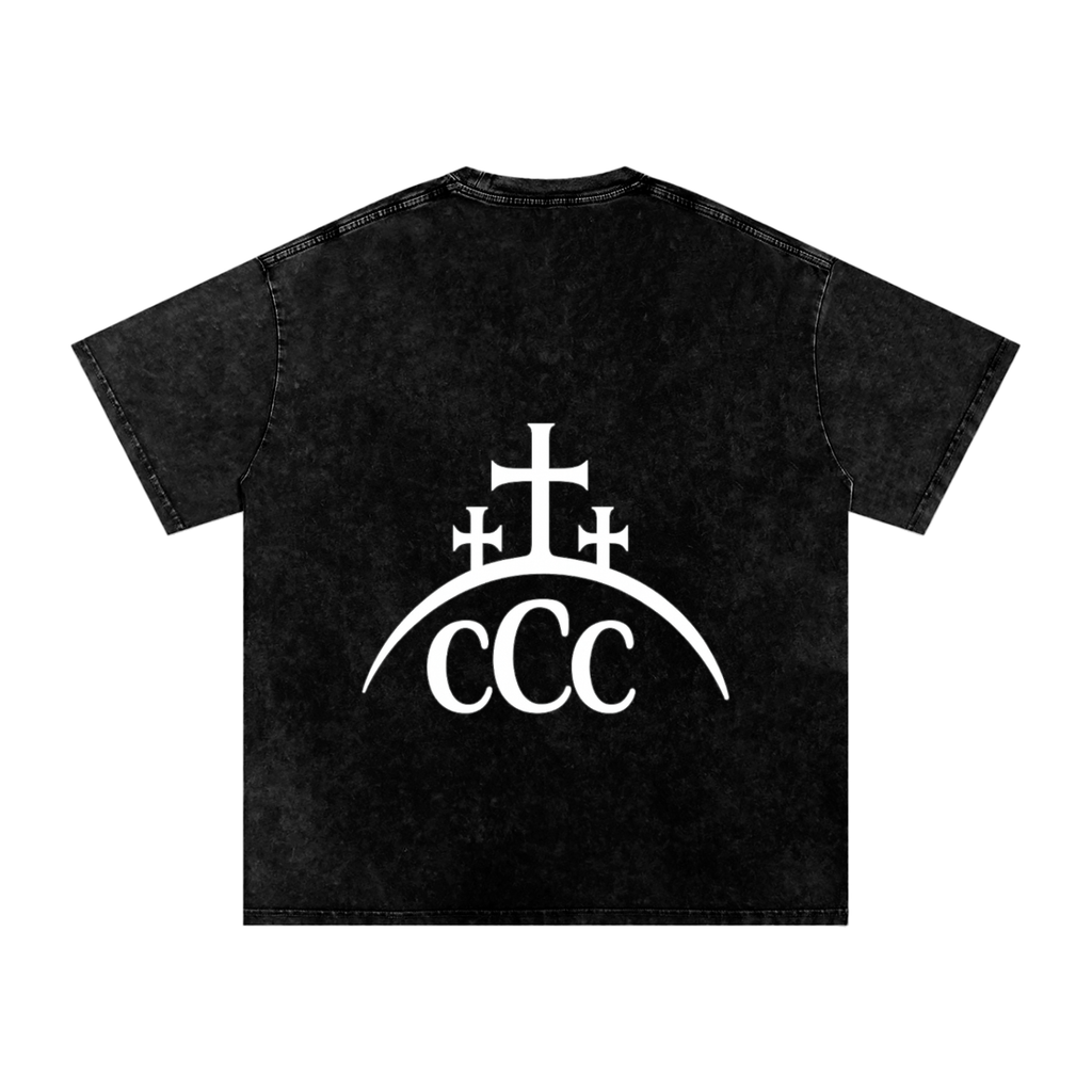 CCC Unisex Snow Washed Oversized Cotton T-Shirt